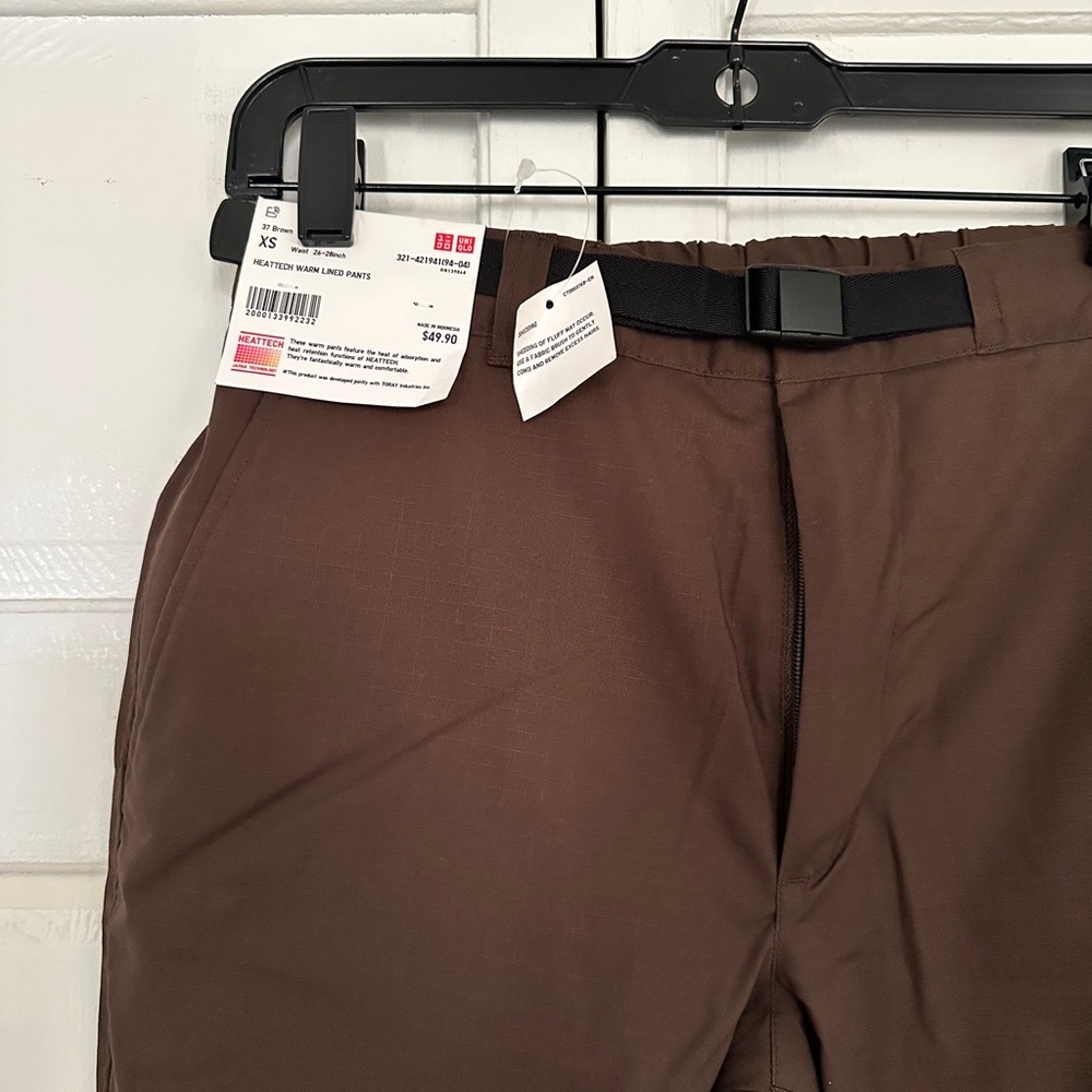 NWT Men's brown Uniqlo HEATTECH Geared Pants size XS - Picture 3 of 4